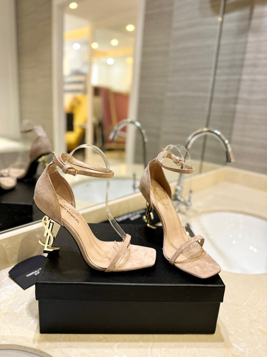 Luxury Saint Laurent SL OPYUM SANDALS 105 CAMEL SUEDE