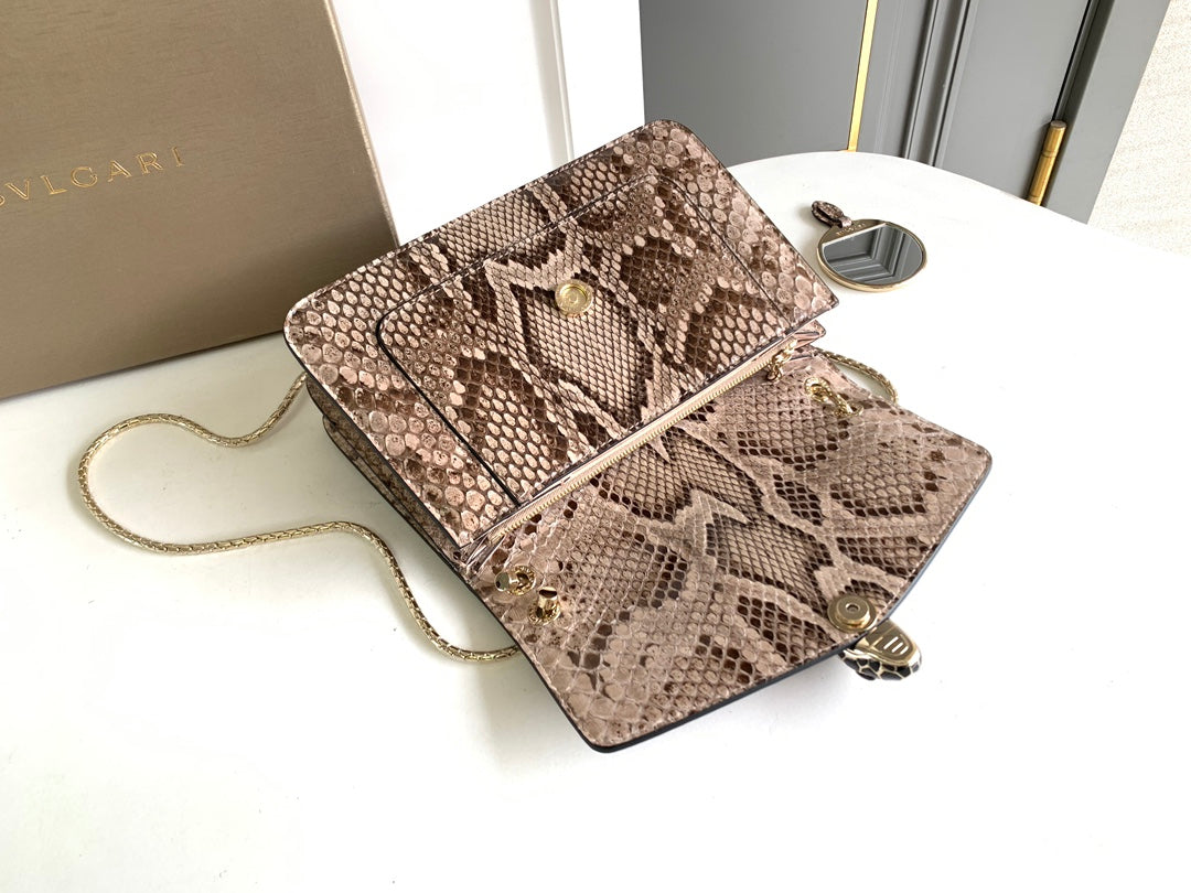 Luxury Bottega Veneta HANDBAG 25 IN GREY SHINY PYTHON LEATHER
