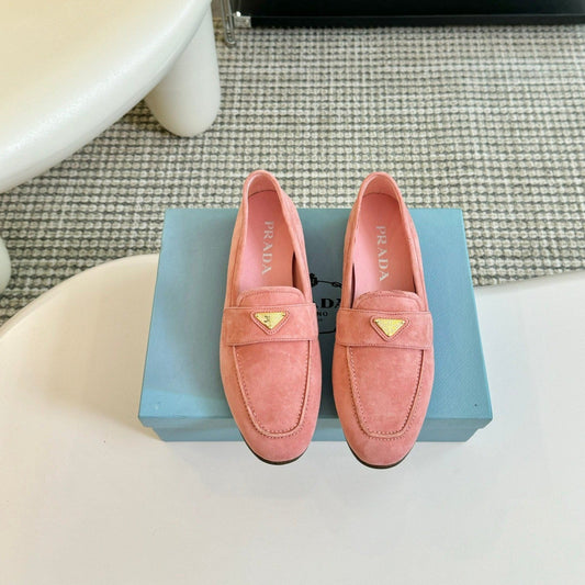 Luxury PradaSUEDE LOAFERS ROSE CALFSKIN