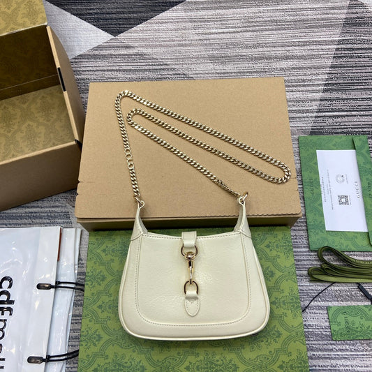 Luxury Gucci JACKIE NOTTE MINI BAG 19 IN WHITE CRACKED LACQUER CALFSKIN GOLD HARDWARE