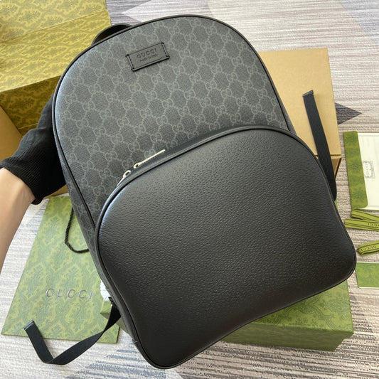 Luxury Gucci MEDIUM 40 GG BACKPACK WITH TAG BLACK CALFSKIN AND CANVAS