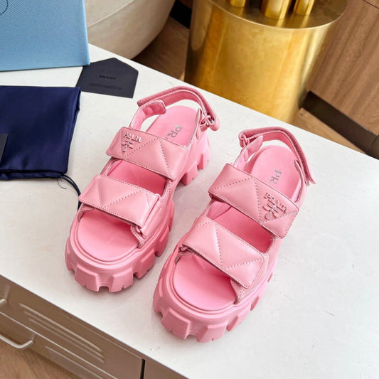 Luxury PradaMONOLITH NAPPA SANDALS BRIGHT PINK LAMBSKIN