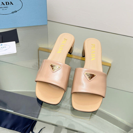 Luxury PradaEMBROIDERED SLIDES 40 TUSCAN CALFSKIN