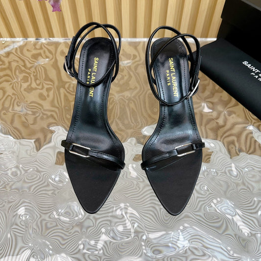 Luxury Saint Laurent KITTY SANDALS 70 IN BLACK LEATHER