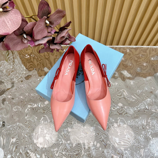 Luxury PradaBRUSHED PUMPS RED AND PINK CALFSKIN