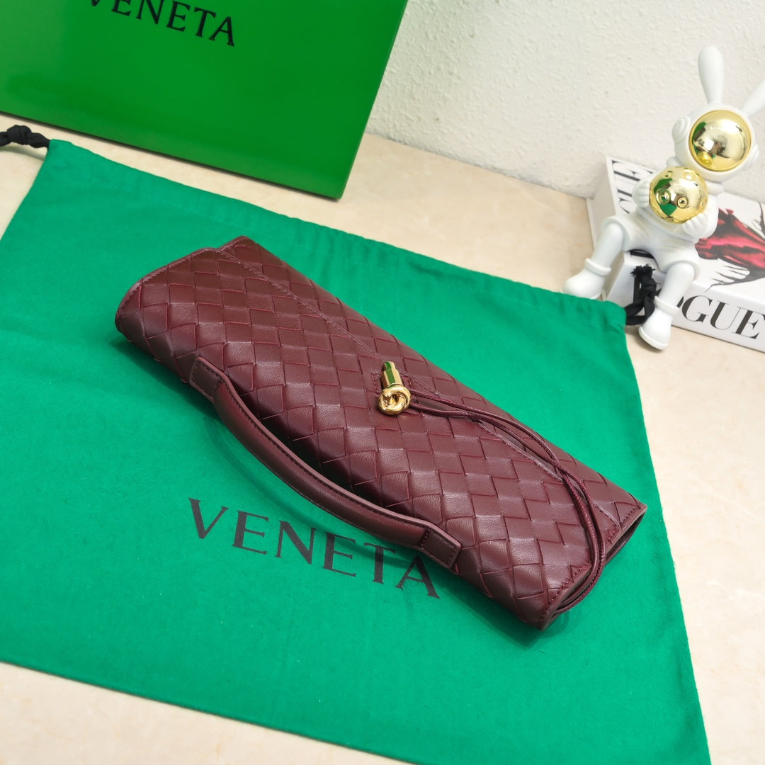 Luxury Bottega Veneta BV Long Clutch Andiamo With Handle 31cm Burgundy Calfskin Ghw