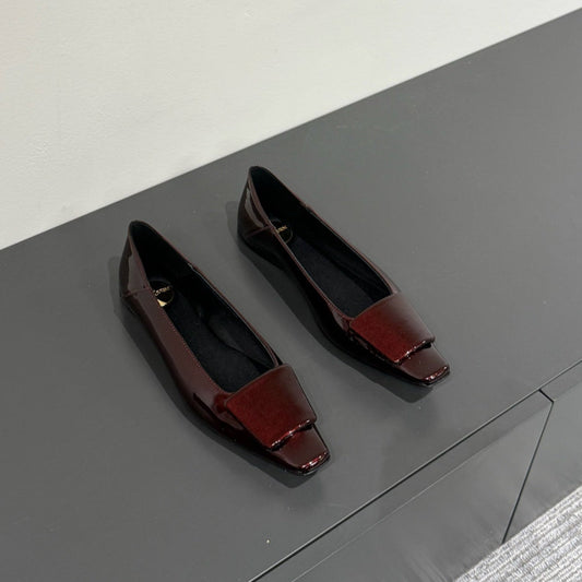 Luxury Saint Laurent POPPY BALLET FLATS IN GARNET RED GLOSSY LAMBSKIN