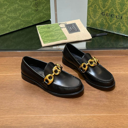 Luxury Gucci GG Marina Loafer Black Calfskin