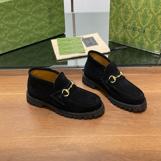 Luxury Gucci GG Ankle Boot With Horsebit 15 Black Suede