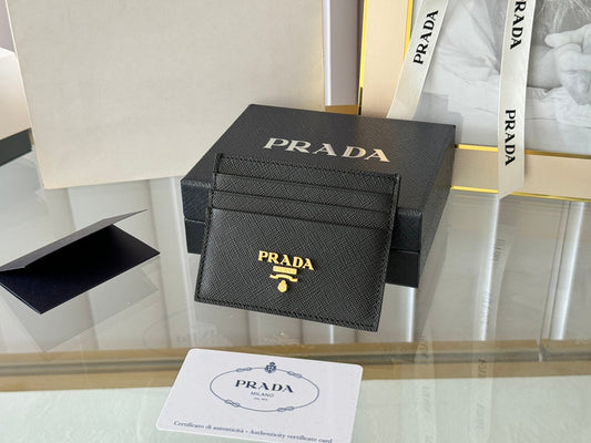 Luxury Prada10 CARD HOLDER IN BLACK CALFSKIN