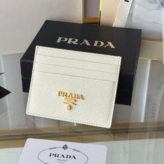 Luxury Prada10 CARD HOLDER IN WHITE CALFSKIN