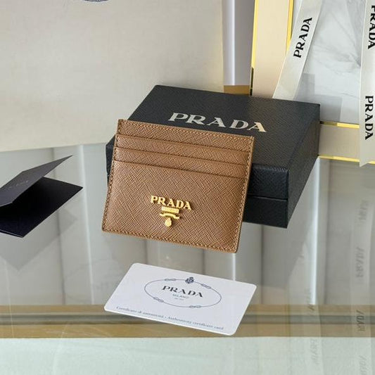 Luxury Prada10 CARD HOLDER IN COFFEE BROWN CALFSKIN