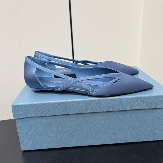 Luxury PradaCUT-OUT BALLERINAS IN PERANO BLUE SATIN