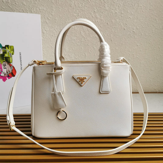 Luxury PradaGALLERIA 28 BAG IN WHITE SAFFIANO LEATHER