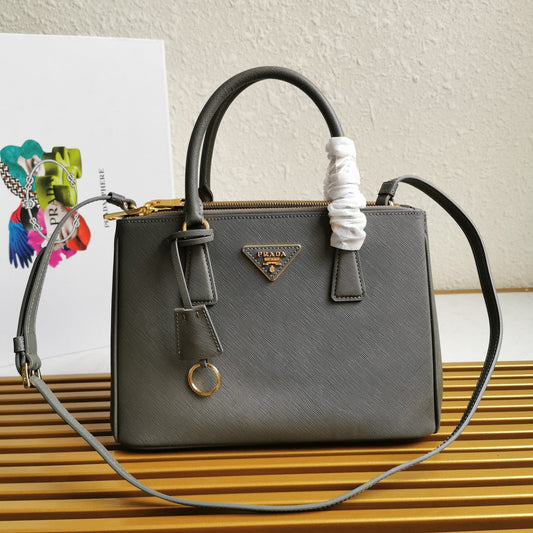 Luxury PradaGALLERIA 28 BAG IN DARK GREY SAFFIANO LEATHER