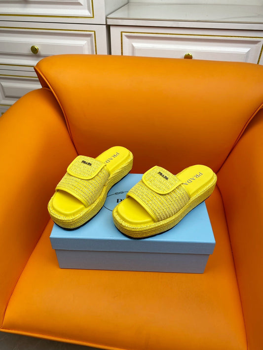 Luxury PradaCrochet Mule 20 Yellow