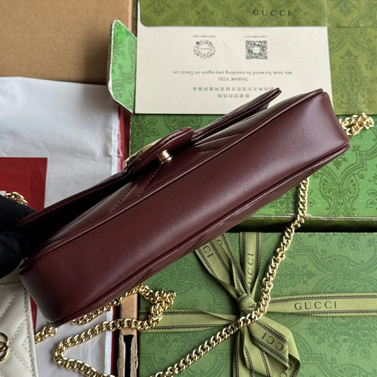 Luxury Gucci gg marmont 21cm cherry red calfskin gold hardware