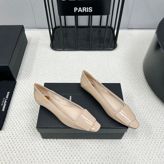 Luxury Saint Laurent POPPY BALLET FLATS IN BEIGE GLOSSY LAMBSKIN