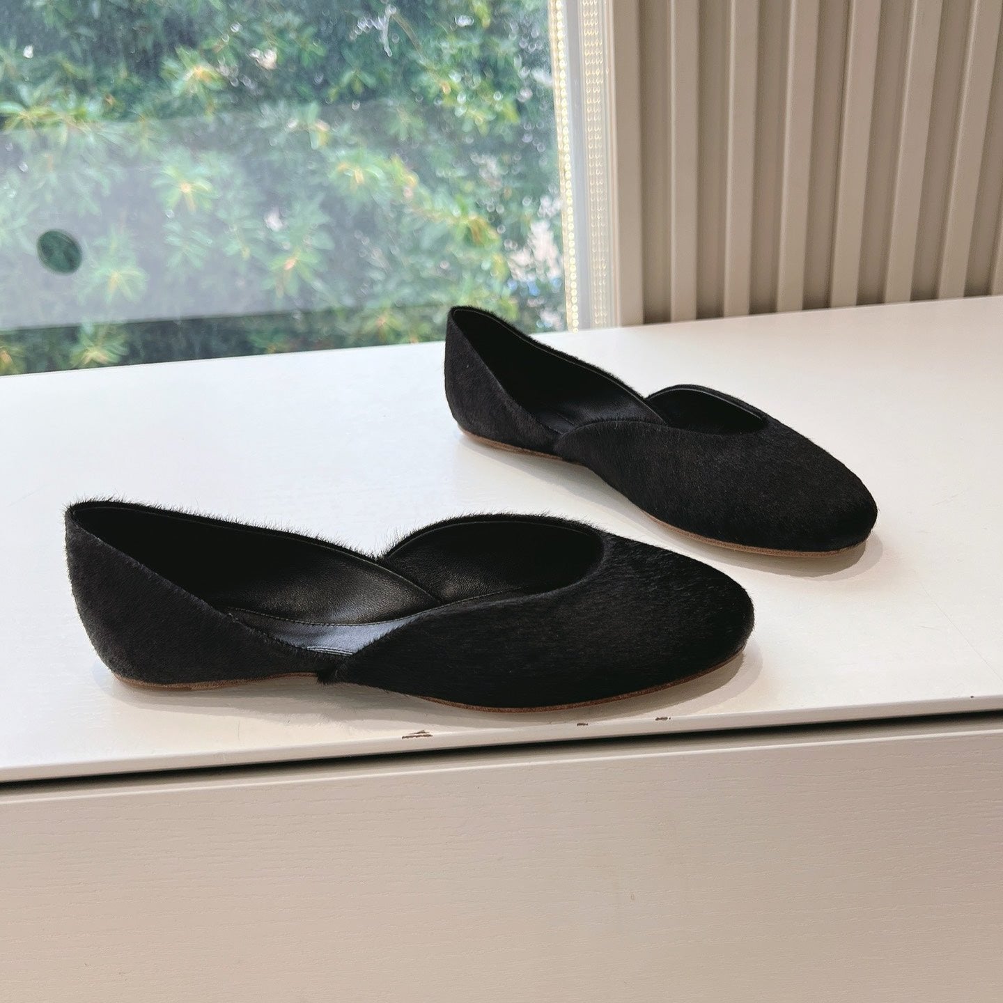 Luxury Saint Laurent SL GEMMA BALLET FLAT BLACK FUR