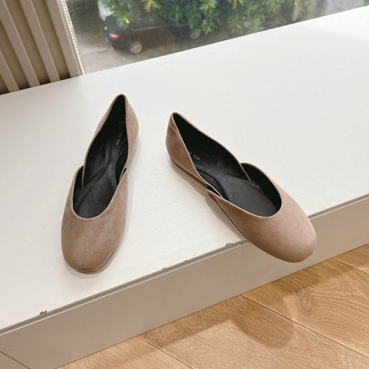 Luxury Saint Laurent SL GEMMA BALLET FLAT TAN SUEDE