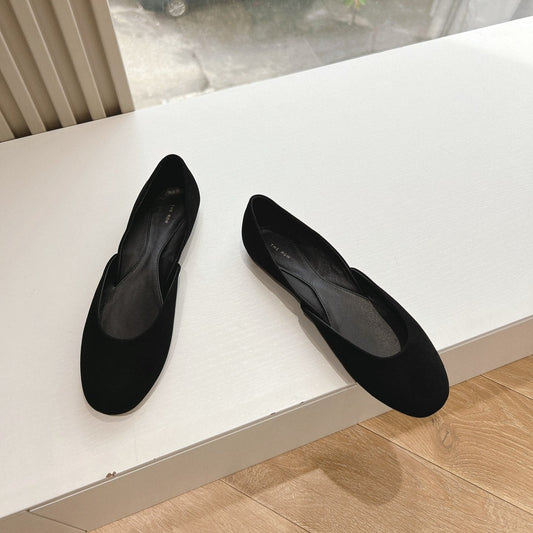 Luxury Saint Laurent SL GEMMA BALLET FLAT BLACK SUEDE