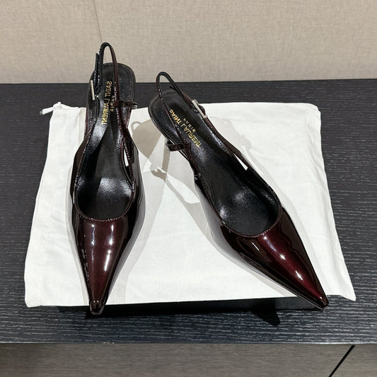 Luxury Saint Laurent SL CHERISH SLINGBACK 75 WINE CALFSKIN