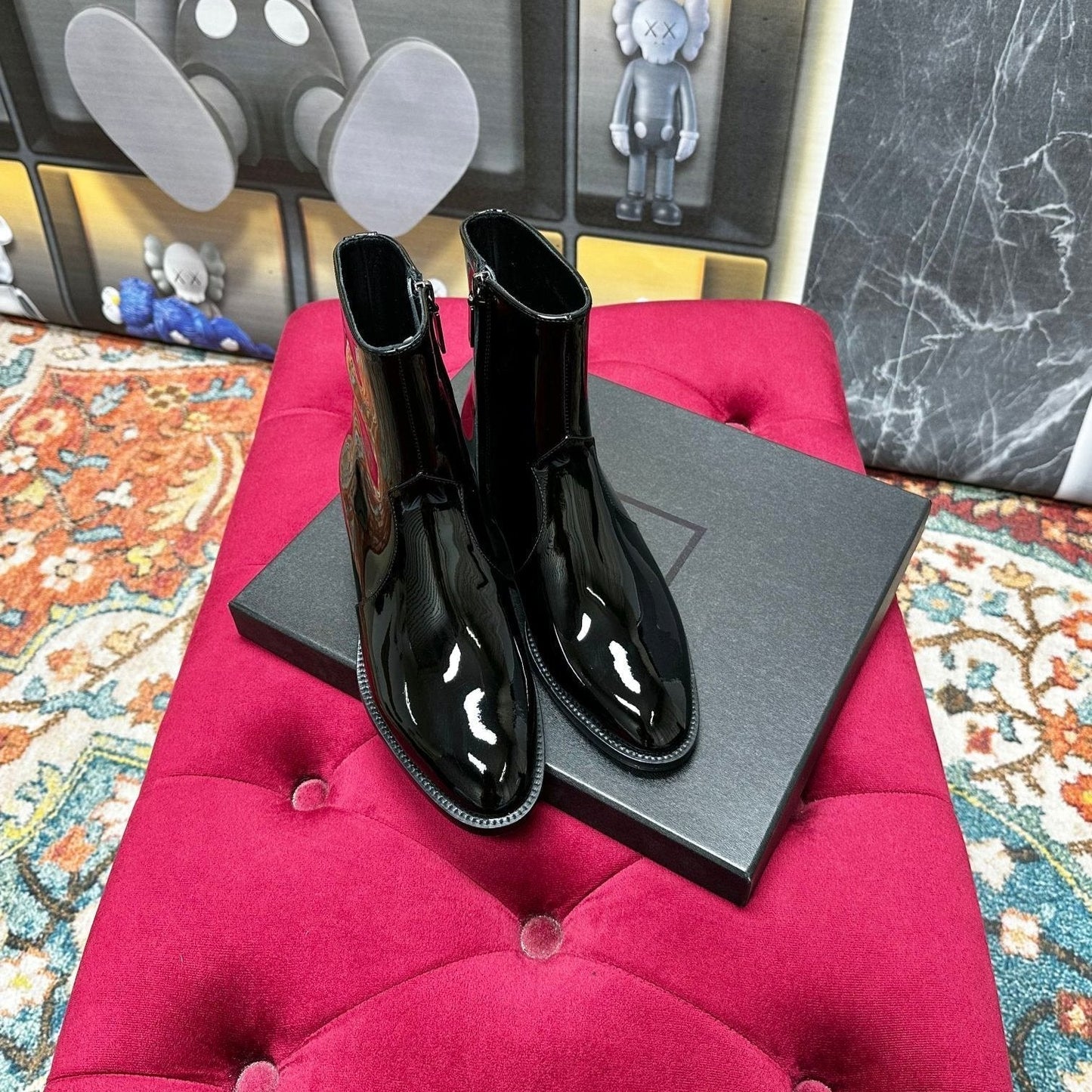Luxury Saint Laurent SL YVES NEW BOOTS BLACK POLISHED CALFSKIN