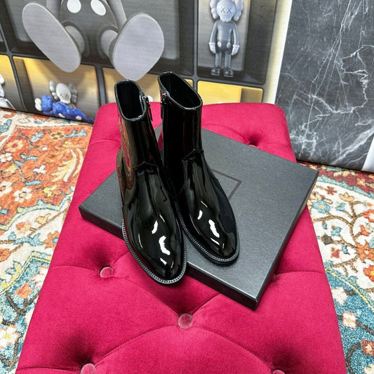 Luxury Saint Laurent SL YVES NEW BOOTS BLACK POLISHED CALFSKIN