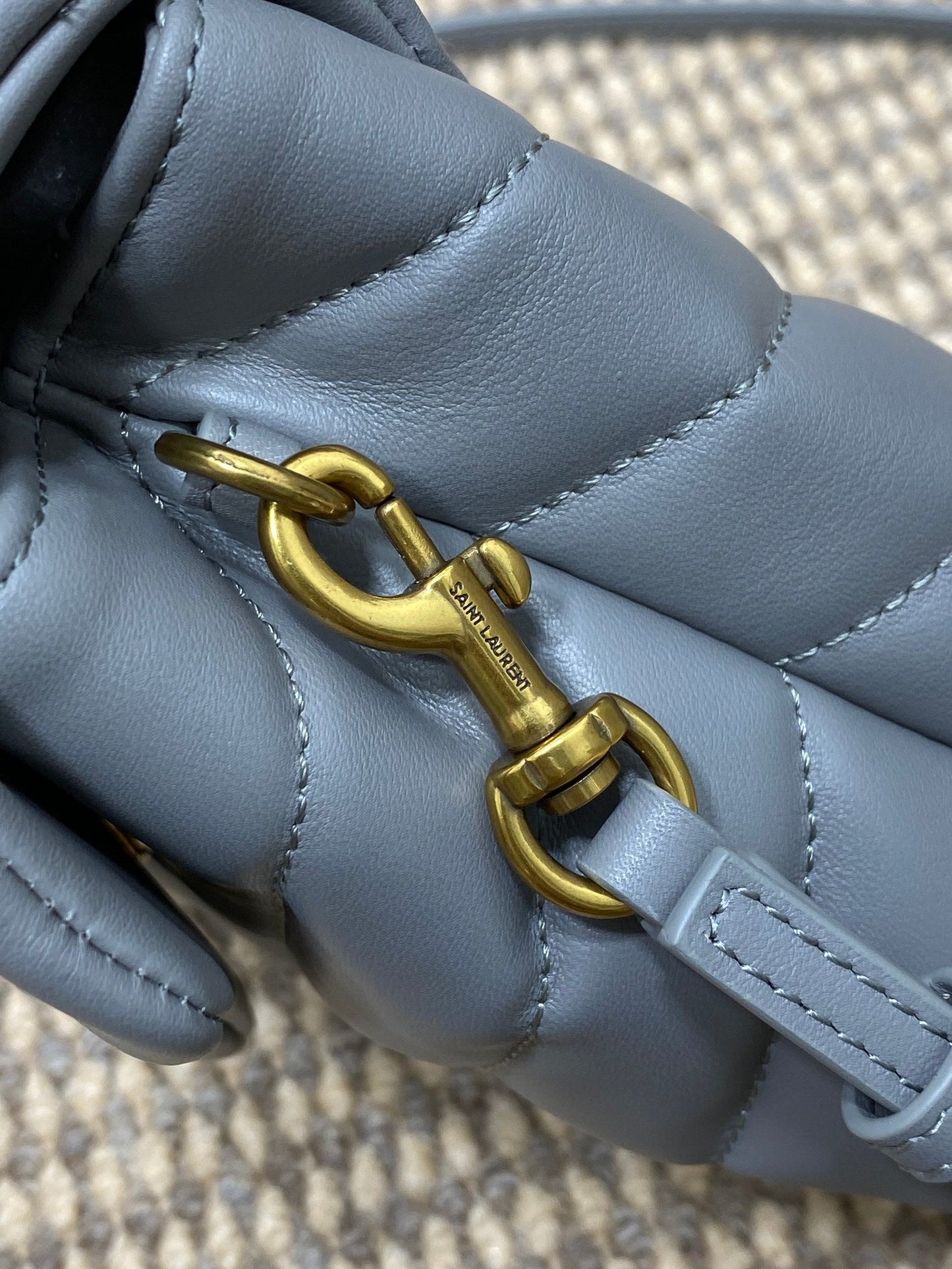Luxury Saint Laurent LOULOU MINI BAG 20 IN ASH BLUE QUILTED LAMBSKIN GOLD HARDWARE