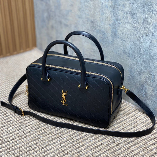 Luxury Saint Laurent SMALL TRAVEL BAG 31 IN BLACK QUILTED LAMBSKIN GOLD HARDWARE