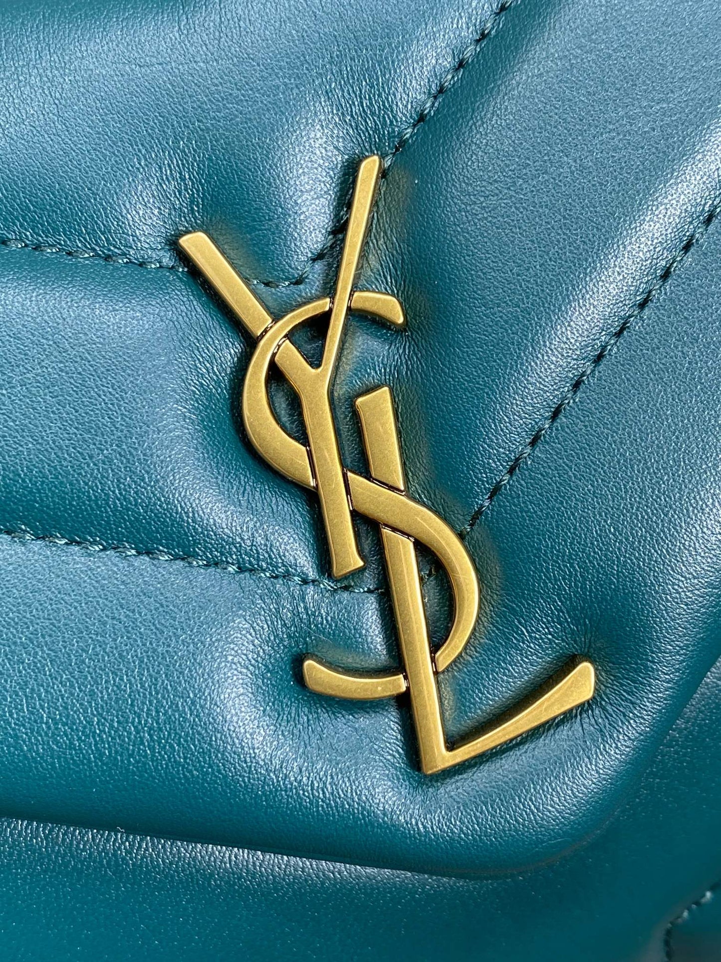 Luxury Saint Laurent LOULOU MINI BAG 20 IN DARK CYAN LAMBSKIN GOLD HARDWARE