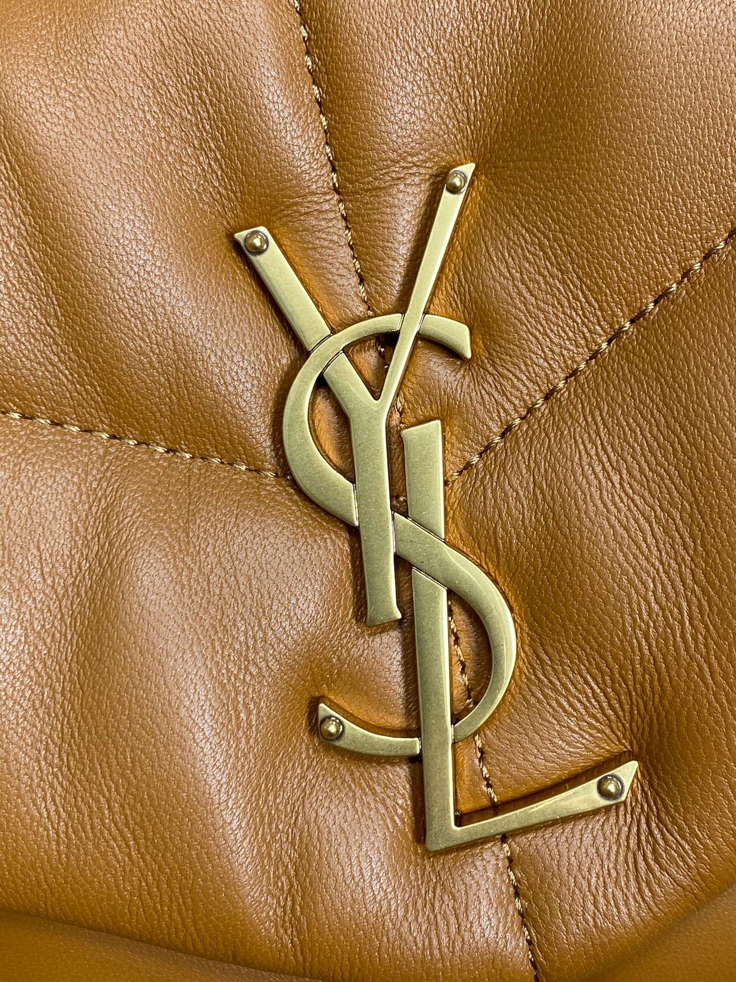 Luxury Saint Laurent PUFFER SMALL 29 IN BRONZE BROWN LAMBSKIN GOLD HARDWARE