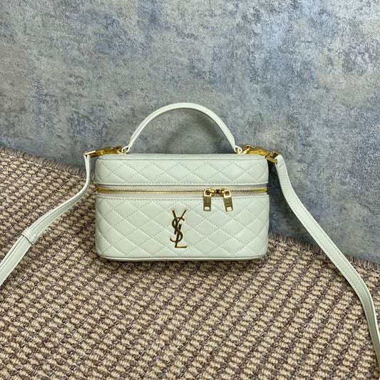 Luxury Saint Laurent GABY MINI VANITY 18 IN IVORY WHITE LAMBSKIN GOLD HARDWARE