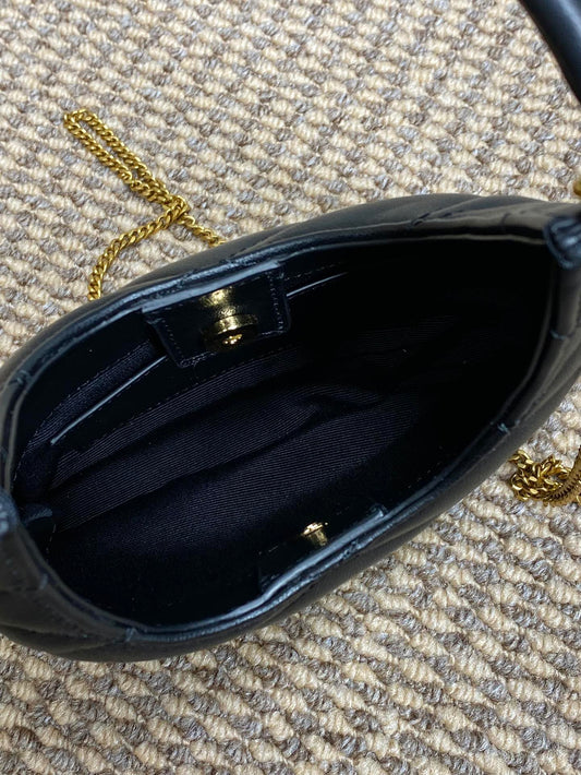 Luxury Saint Laurent SADE HOBO 21 IN BLACK LAMBSKIN GOLD HARDWARE