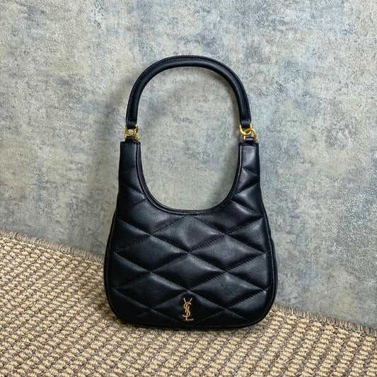 Luxury Saint Laurent SADE HOBO 21 IN BLACK LAMBSKIN GOLD HARDWARE
