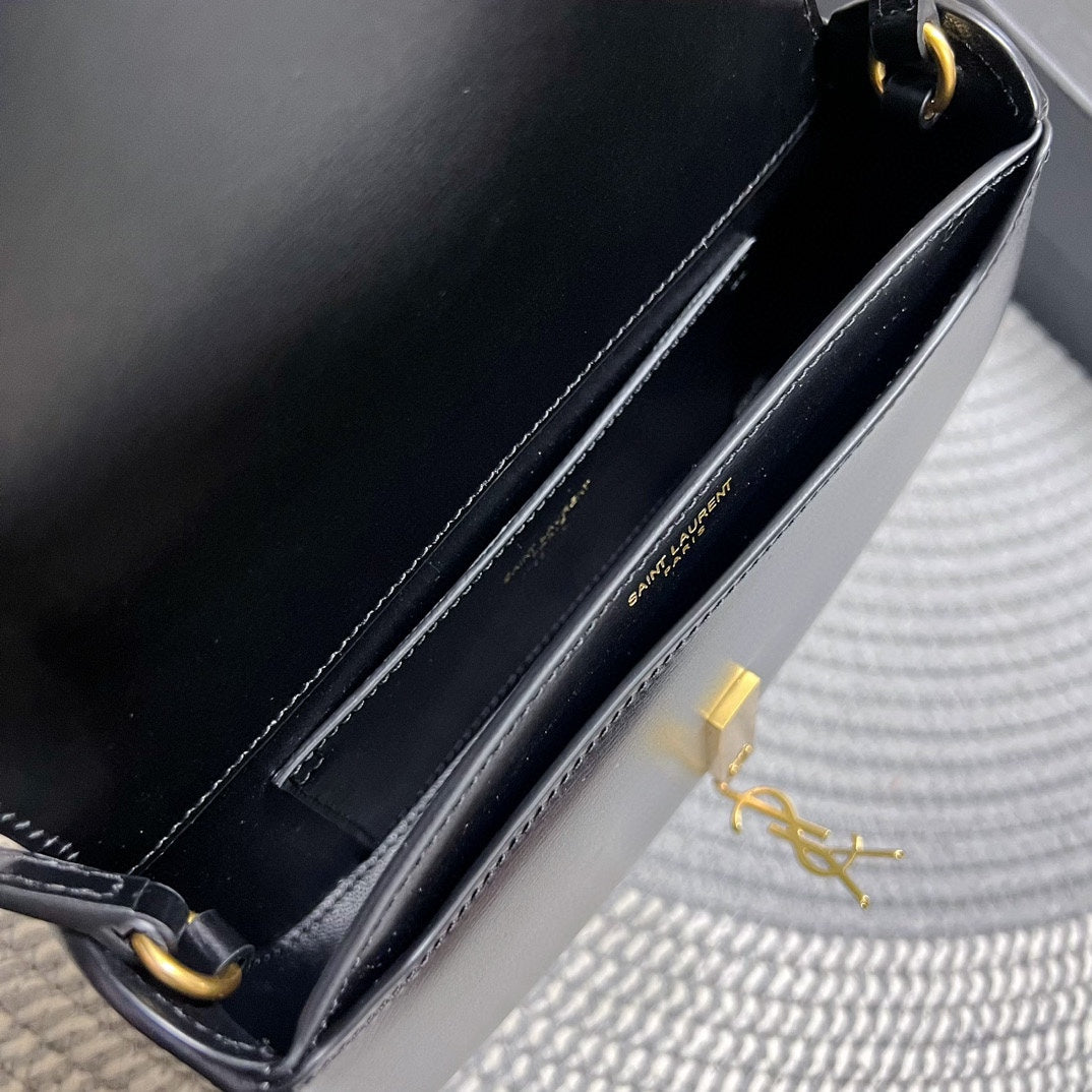 Luxury Saint Laurent VOLTAIRE IN BOX 21 IN BLACK CALFSKIN GOLD LOGO