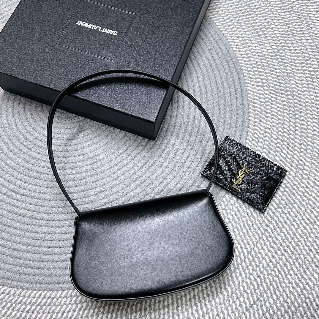 Luxury Saint Laurent VOLTAIRE IN BOX 21 IN BLACK CALFSKIN GOLD LOGO