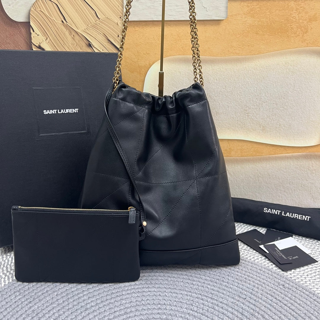 Luxury Saint Laurent JAMIE POCHON 38 IN BLACK LAMBSKIN GOLD HARDWARE
