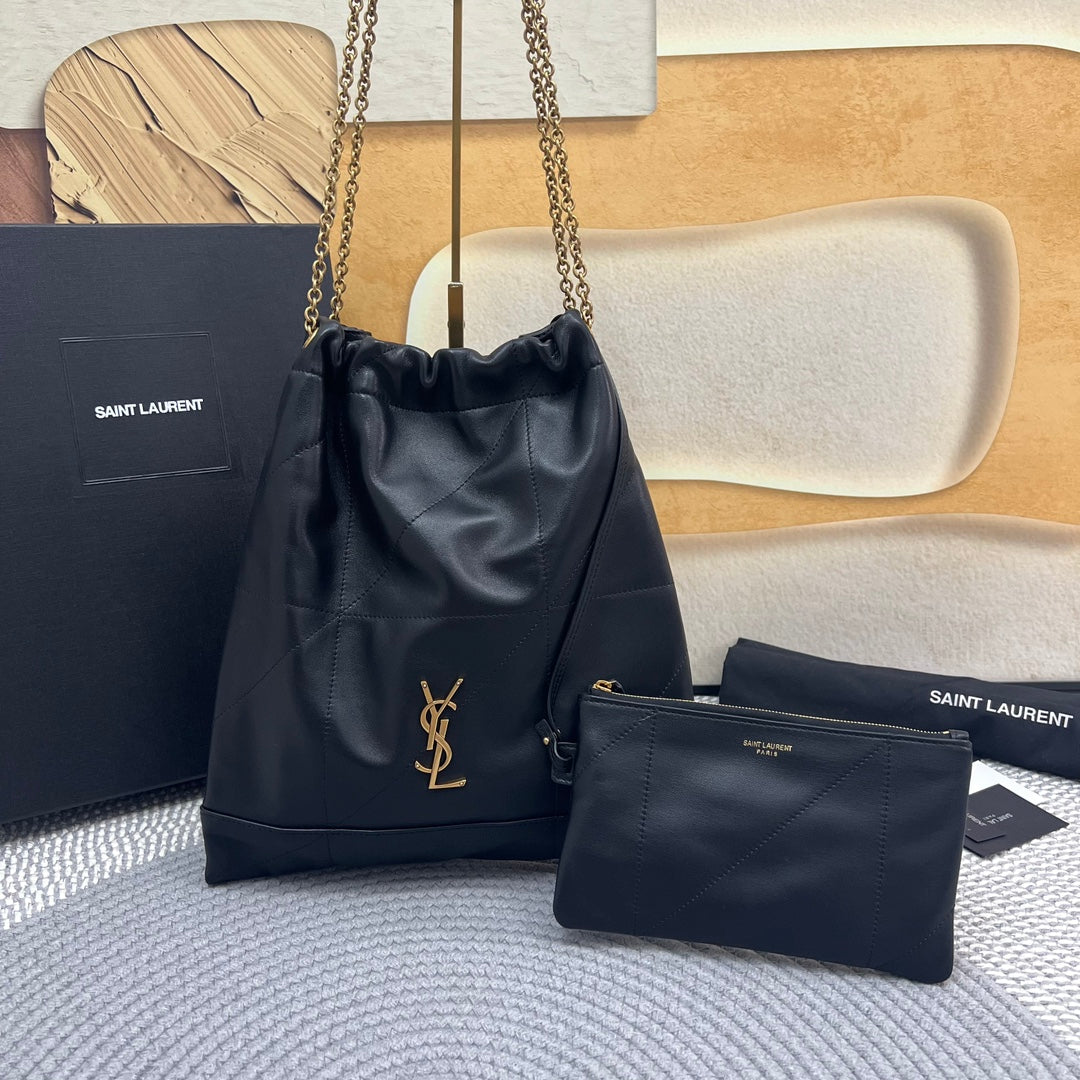 Luxury Saint Laurent JAMIE POCHON 38 IN BLACK LAMBSKIN GOLD HARDWARE