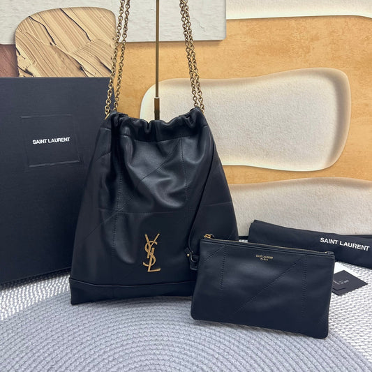 Luxury Saint Laurent JAMIE POCHON 38 IN BLACK LAMBSKIN GOLD HARDWARE