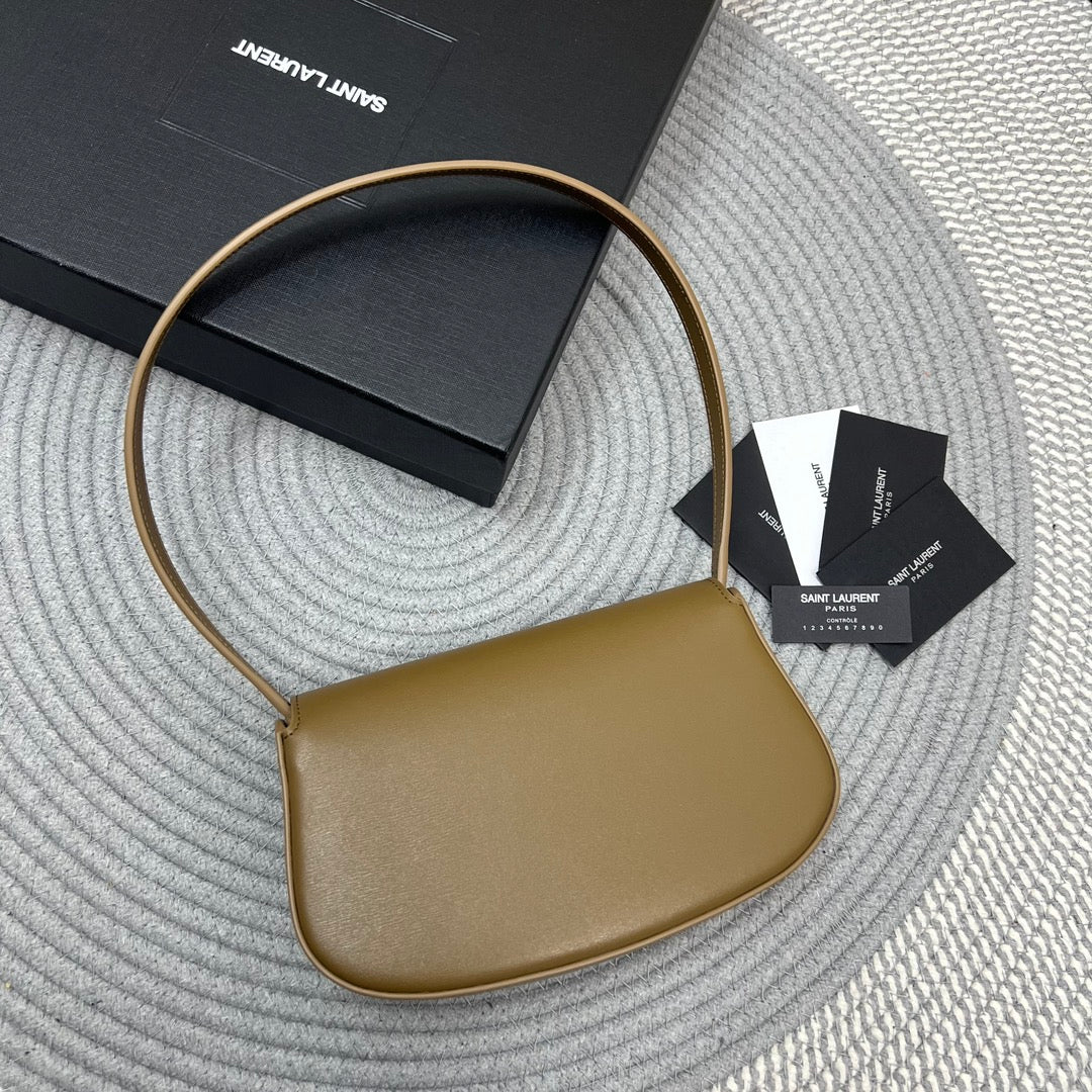 Luxury Saint Laurent VOLTAIRE IN BOX 21 IN CARAMEL BROWN CALFSKIN GOLD LOGO
