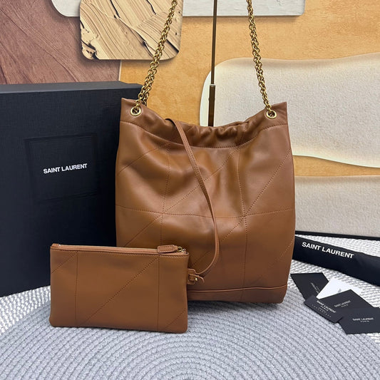 Luxury Saint Laurent JAMIE POCHON 33 IN BRONZE BROWN LAMBSKIN GOLD HARDWARE