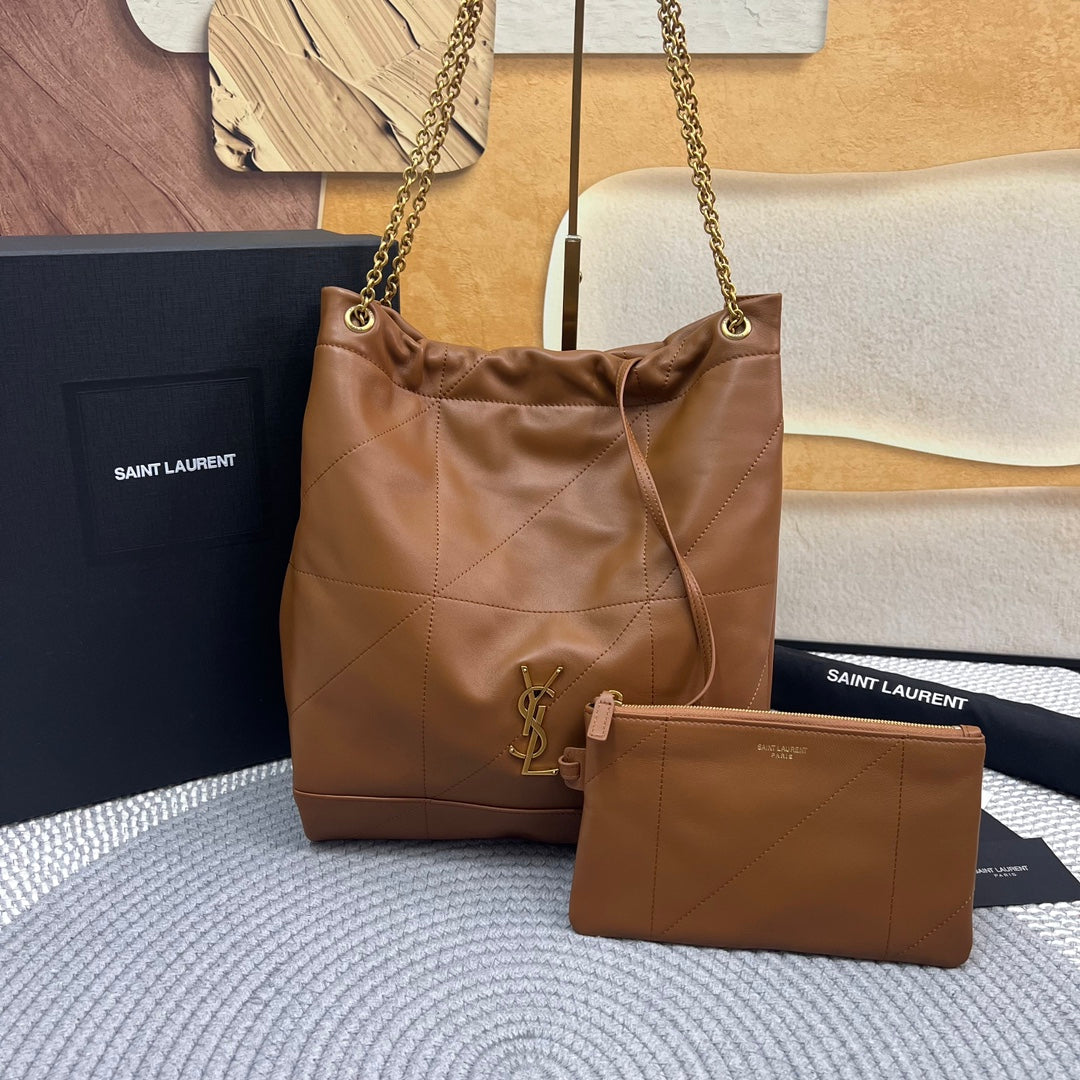 Luxury Saint Laurent JAMIE POCHON 33 IN BRONZE BROWN LAMBSKIN GOLD HARDWARE