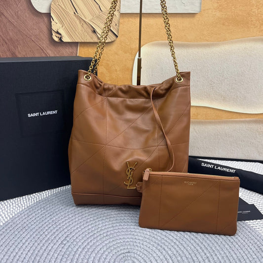 Luxury Saint Laurent JAMIE POCHON 33 IN BRONZE BROWN LAMBSKIN GOLD HARDWARE