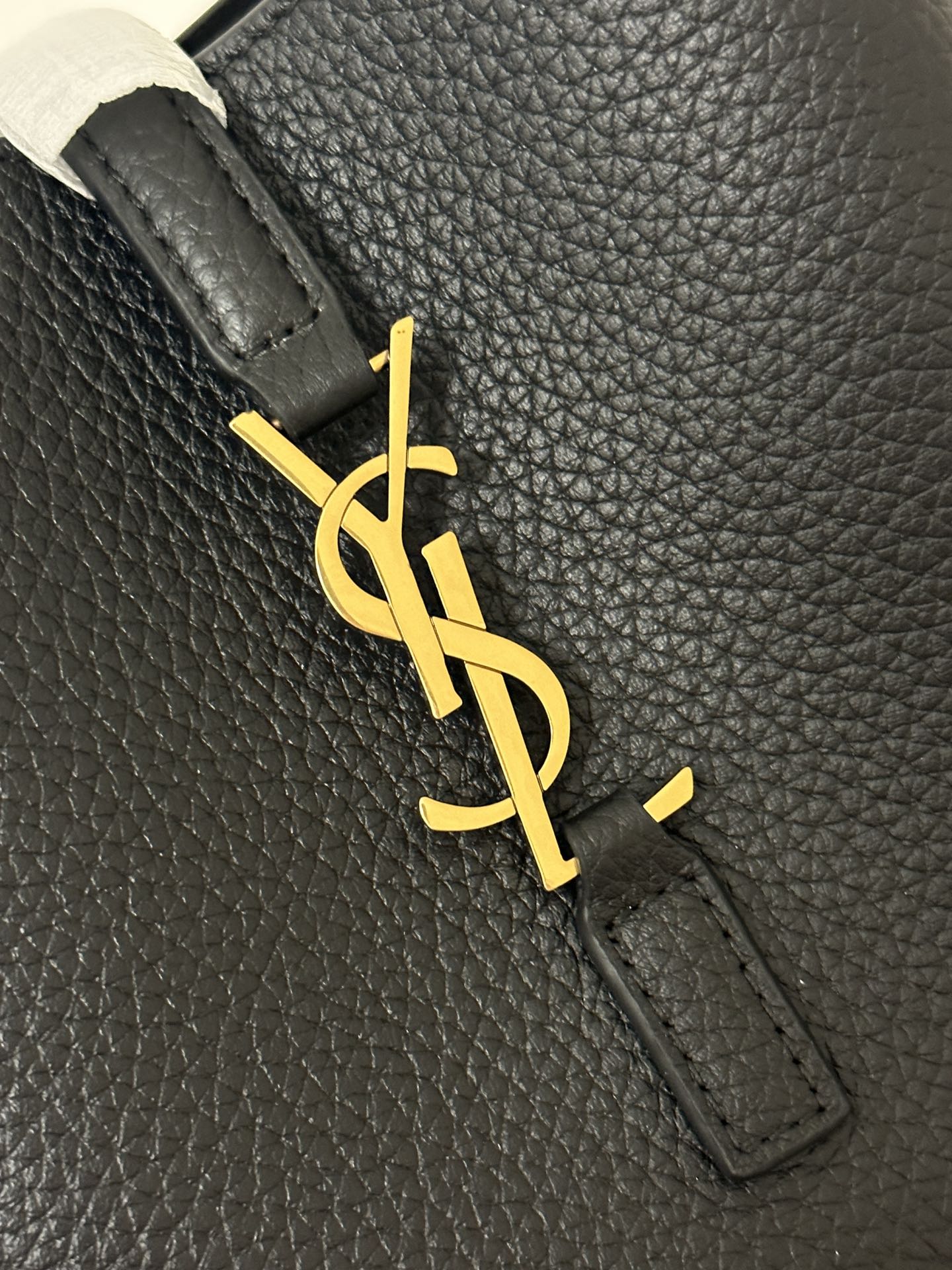 Luxury Saint Laurent le 5a7 baby 15cm black grained leather