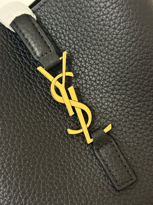 Luxury Saint Laurent le 5a7 baby 15cm black grained leather