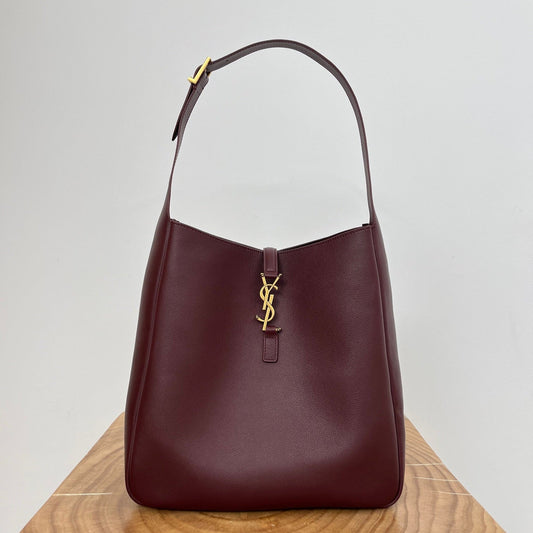 Luxury Saint Laurent LE 5 À 7 LARGE SUPPLE 31 IN WINE RED GRAINED CALFSKIN