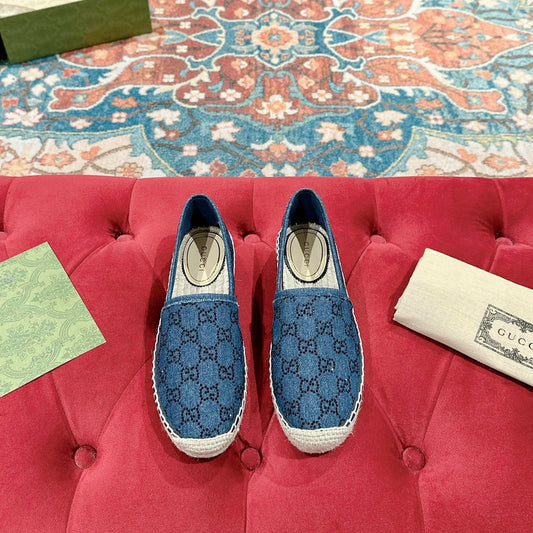 Luxury Gucci GG ESPADRILLE LOAFER AEGEAN CANVAS