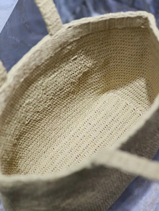 Luxury Saint Laurent YSL TOTE BAG 50CM BEIGE RAFFIA