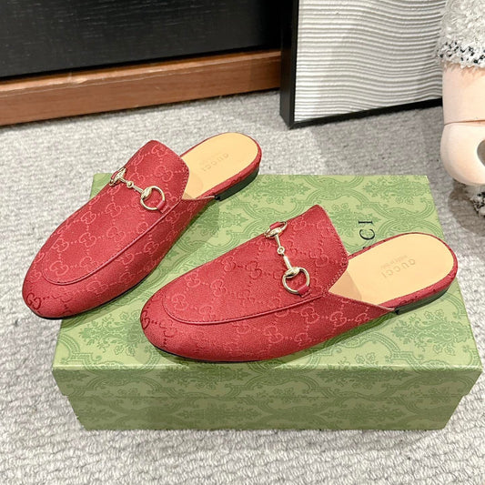 Luxury Gucci Horsebit Mule Red Canvas